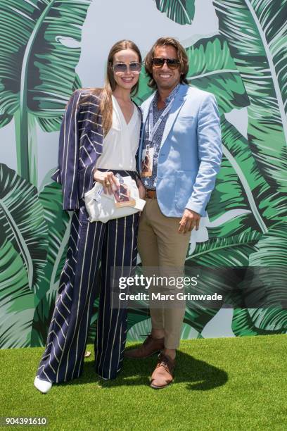 Celia and Damien Vasta attend Magic Millions Raceday on January 13, 2018 in Gold Coast, Australia.