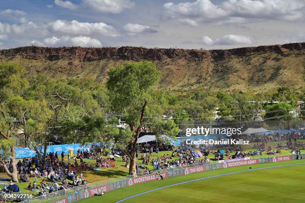 Fans enjoy the atmosphere during the Big Bash League match between the Adelaide Strikers and the Perth Scorchers at Traeger Park on January 13, 2018...