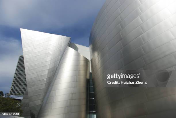 disney concert hall at dusk - los angeles - frank gehry stock pictures, royalty-free photos & images