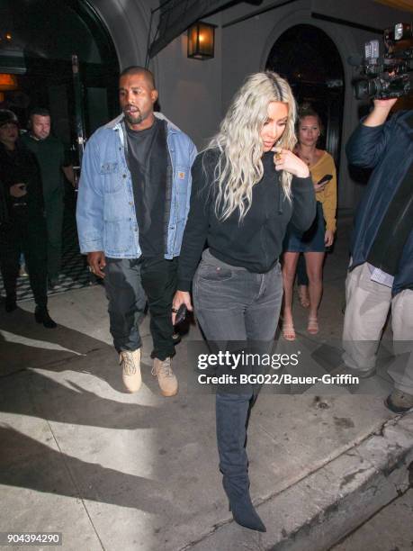 Kim Kardashian and Kanye West are seen on January 12, 2018 in Los Angeles, California.