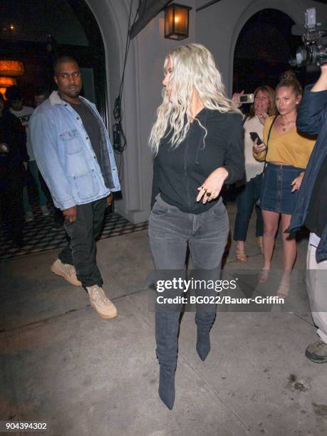 Kim Kardashian and Kanye West are seen on January 12, 2018 in Los Angeles, California.