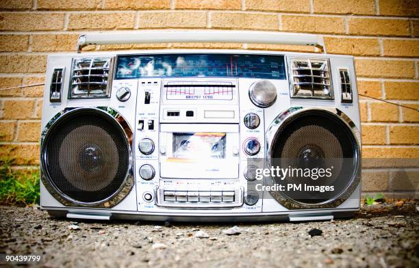 boom box in school yard - boom box stock pictures, royalty-free photos & images