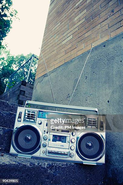 boom box in school yard - ghetto blaster stock pictures, royalty-free photos & images