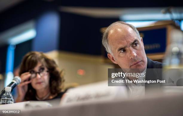 Senator Bob Casey sits on a panel with professionals in the Aging field during the Aging Conference at Wilkes University in Wilkes Barre,...