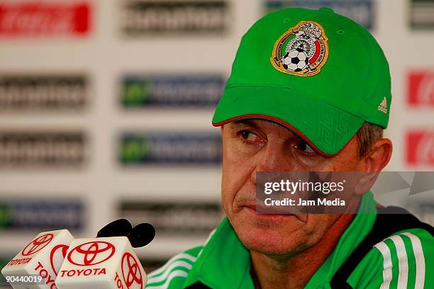 Mexican national soccer team headcoach Javier Aguirre during a press conference at the Mexican Football Federation's High Performance Center on...