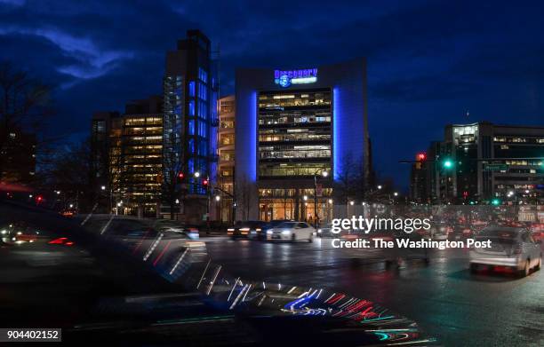 View of the Discovery Channel headquarters on January 11, 2018 in Silver Spring, Md. The Discovery Channel is moving their operation to New York...