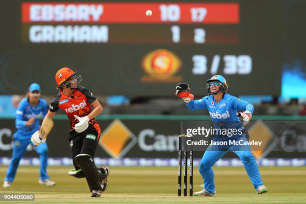 Lauren Ebsary of the Scorchers bats during the Women's Big Bash League match between the Adelaide Strikers and the Perth Scorchers at Traeger Park on...