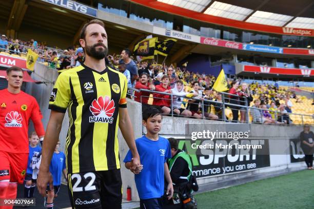 Andrew Durante of the Wellington Phoenix before the round 16 A-League match between the Wellington Phoenix and the Western Sydney Wanderers at...