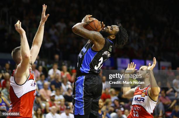 Rakeem Christmas of the Breakers in action during the round 14 NBL match between the Illawarra Hawks and the New Zealand Breakers at Wollongong...