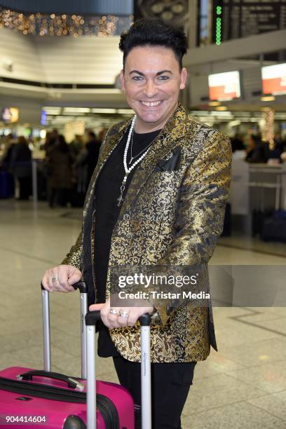 Matthias Mangiapane leaves for 'I'm a celebrity - Get Me Out Of Here!' in Australia from Frankfurt International Airport on January 13, 2018 in...