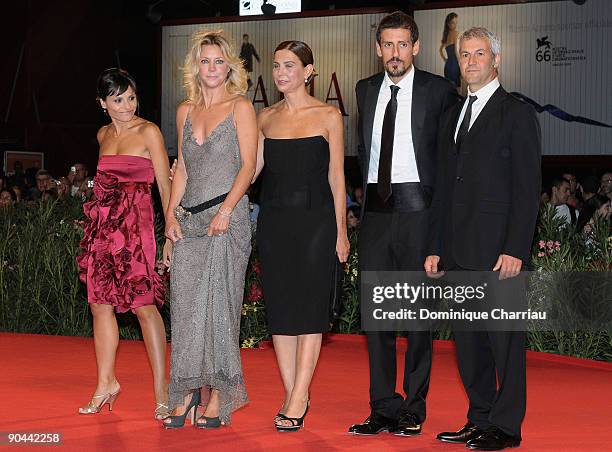 Actors Antonia Truppo, Margherita Buy, director Francesca Comencini, Gaetano Di Vaio and producer Domenico Procacci attend the "Lo Spazio Bianco"...