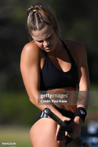 Nina Kennedy of WA prepares for a vault in the women's pole vault during the Jandakot Airport Perth Track Classic at WA Athletics Stadium on January...