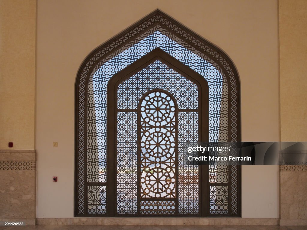 Arabesque Window of Abdul Wahhab Mosque, Doha, Qatar