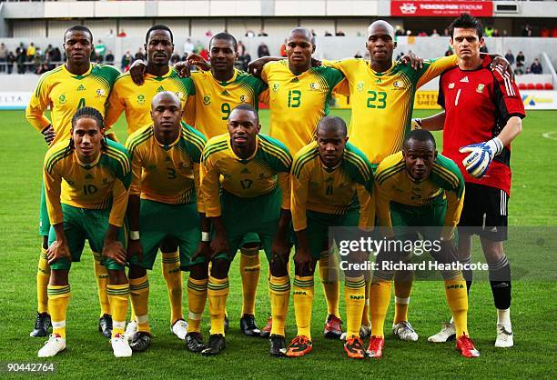 The South Africa team pose for the cameras prior to kickoff during the International friendly match between the Republic of Ireland and South Africa...