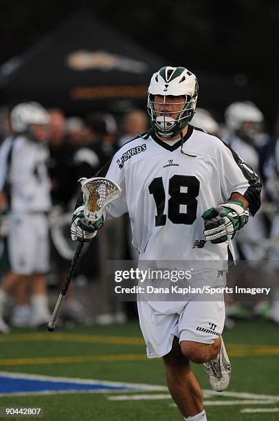 Stephen Peyse of the Long Island Lizards during a Major League Lacrosse game against the Toronto Nationals at Shuart Stadium on July 18, 2009 in...
