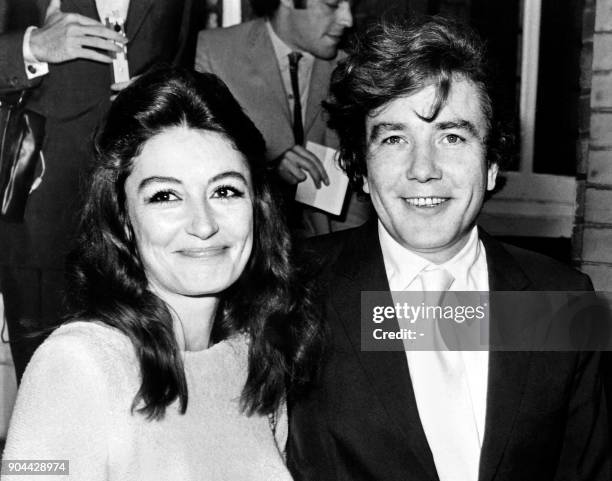 French actress Anouk Aimee and British actor Albert Finney pose after their wedding at Kensington district in London On August 8, 1970.