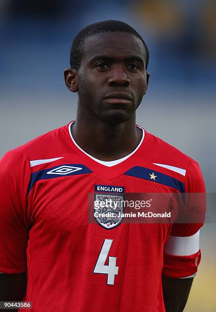 Fabrice Muamba of England looks on during the UEFA U21 Championship match between Greece and England at the Asteras Tripolis Stadium on September 8,...