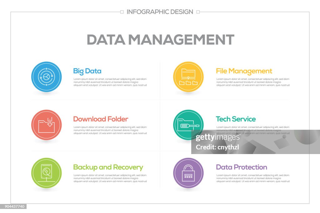Organisation Management Data Data Organization And Management Infographic With 6 Options Steps Or ...