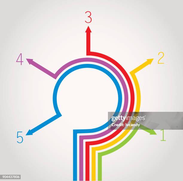 pfeile-diagramm 5 filialen - fünf gegenstände stock-grafiken, -clipart, -cartoons und -symbole