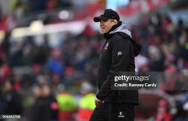 Belfast , United Kingdom - 13 January 2018; Ulster head coach Jono Gibbes ahead of the European Rugby Champions Cup Pool 1 Round 5 match between...