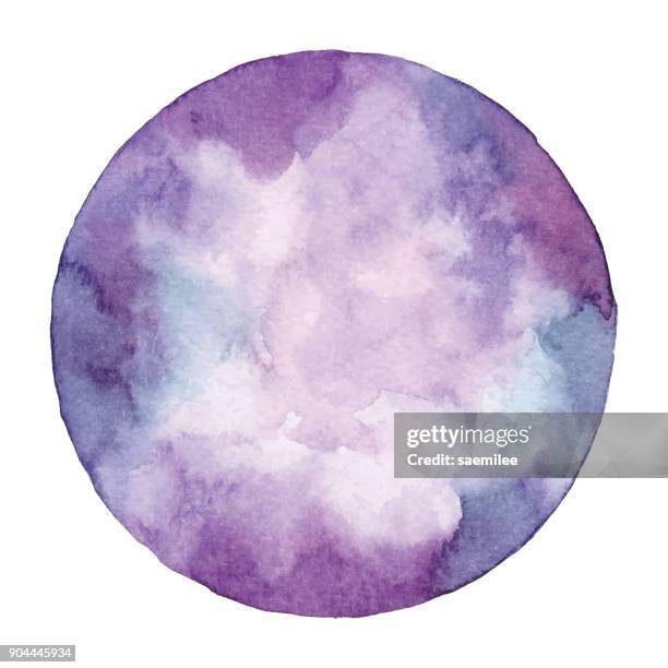 ilustrações, clipart, desenhos animados e ícones de círculo de resumo violeta aquarela - violet