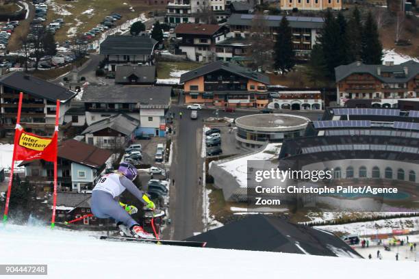 Tessa Worley of France in action during the Audi FIS Alpine Ski World Cup Women's Super G on January 13, 2018 in Bad Kleinkirchheim, Austria.