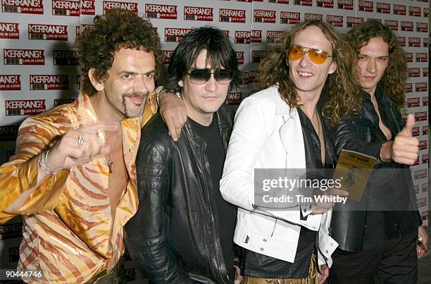 Frankie Poullain, Ed Graham, Justin Hawkins and Dan Hawkins of The Darkness