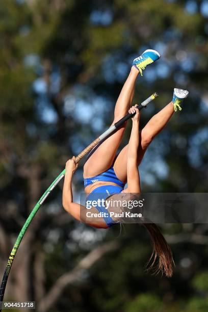 Lauren Hyde-Coooling competes in the women's pole vault during the Jandakot Airport Perth Track Classic at WA Athletics Stadium on January 13, 2018...