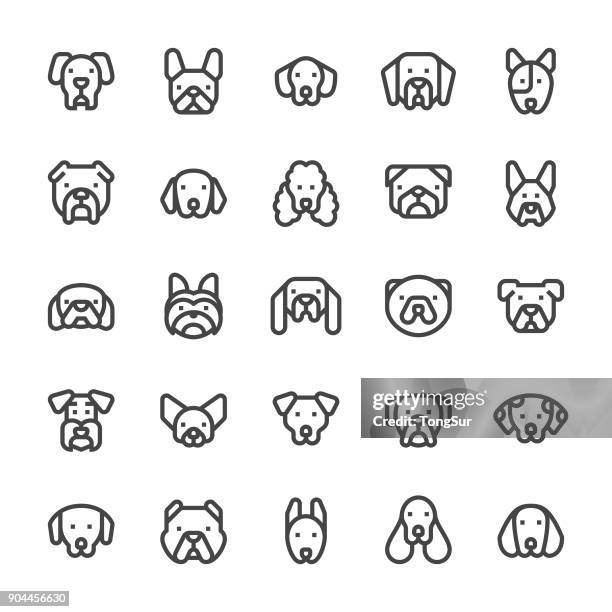 illustrations, cliparts, dessins animés et icônes de icônes de chien - mediumx ligne - chien courant