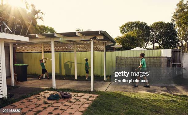 mom said not to bother the neighbors! - kids cricket stock pictures, royalty-free photos & images