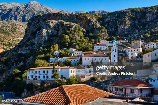 dhermi village on the adriatic coast, albania - albania stock pictures, royalty-free photos & images