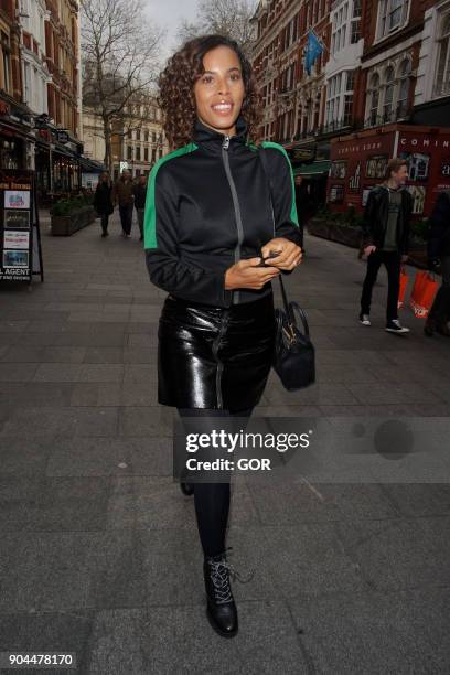 Rochelle Humes arriving at Capital FM to start her new job on January 13, 2018 in London, England.