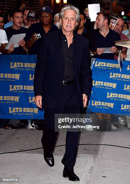 Actor Michael Douglas visits "Late Show with David Letterman" at the Ed Sullivan Theater on September 8, 2009 in New York City.