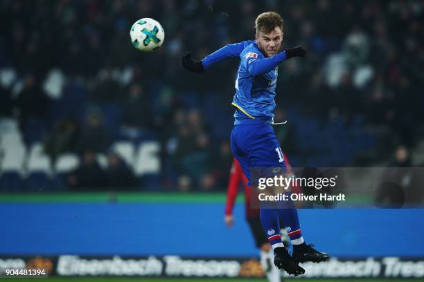 Alexandru Maxim of Mainz in action during the Bundesliga match between Hannover 96 and 1. FSV Mainz 05 at HDI-Arena on January 13, 2018 in Hanover,...
