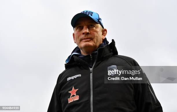 Vern Cotter, Head Coach of Montpellier looks on prior to the European Rugby Champions Cup match between Exeter Chiefs and Montpellier at Sandy Park...