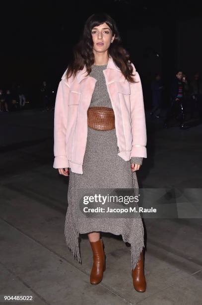 Eleonora Carisi attends the Diesel Black Gold show during Milan Men's Fashion Week Fall/Winter 2018/19 on January 13, 2018 in Milan, Italy.