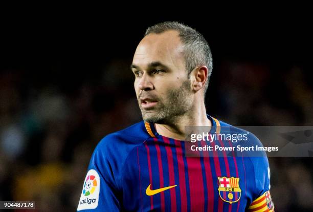 Andres Iniesta Lujan of FC Barcelona looks on during the Copa Del Rey 2017-18 Round of 16 match between FC Barcelona and RC Celta de Vigo at Camp Nou...