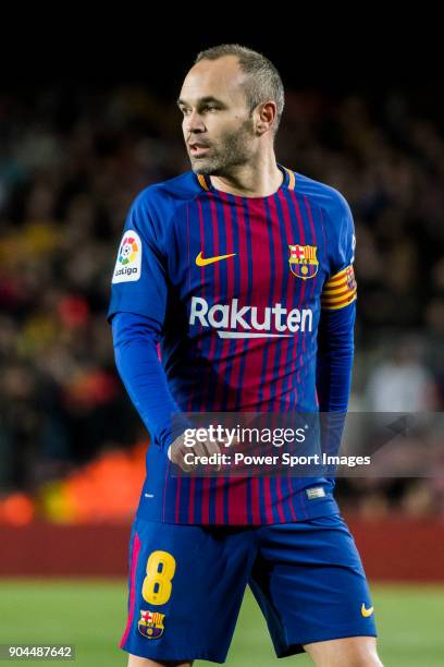 Andres Iniesta Lujan of FC Barcelona looks on during the Copa Del Rey 2017-18 Round of 16 match between FC Barcelona and RC Celta de Vigo at Camp Nou...