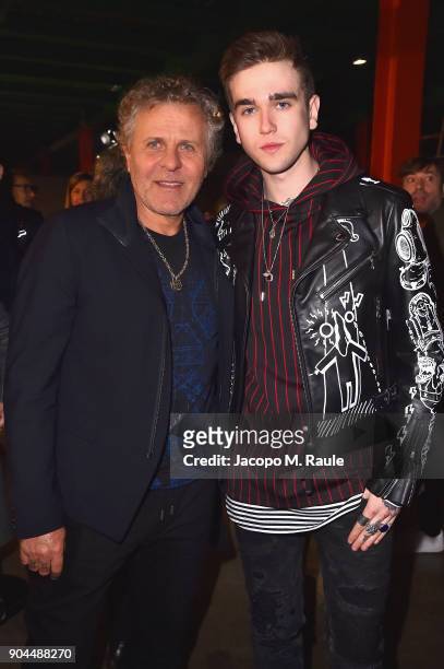 Renzo Rosso and Gabriel-Kane Day-Lewis attend the Diesel Black Gold show during Milan Men's Fashion Week Fall/Winter 2018/19 on January 13, 2018 in...