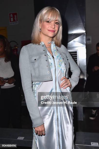 Pixie Lott attends the Diesel Black Gold show during Milan Men's Fashion Week Fall/Winter 2018/19 on January 13, 2018 in Milan, Italy.