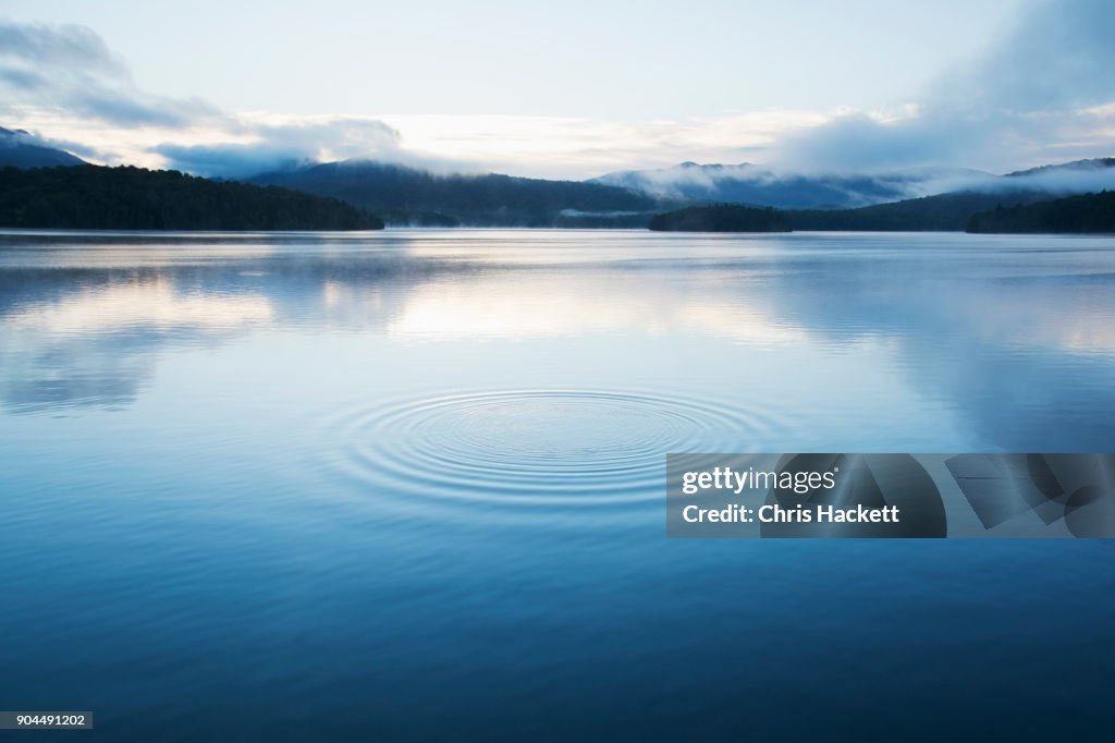 New York, Lake Placid, Circular pattern on water surface