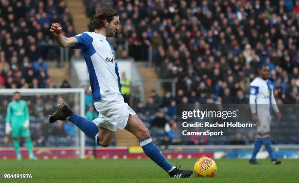 Blackburn Rovers' Charlie Mulgrew scores his side's first goal during the Sky Bet League One match between Blackburn Rovers and Shrewsbury Town at...