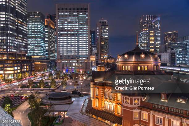 tokyo station at night, tokyo, japan - japanese foreign office stock pictures, royalty-free photos & images