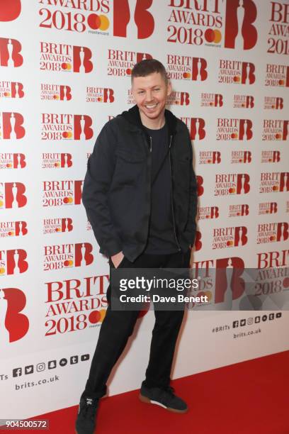 Images from this event are only to be used in relation to this event. Professor Green attends the BRIT Awards 2018 nominations at ITV Studios on...