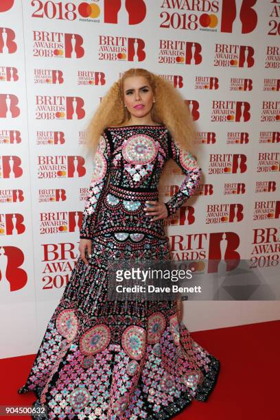 Images from this event are only to be used in relation to this event. Paloma Faith attends the BRIT Awards 2018 nominations at ITV Studios on January...