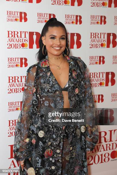 Images from this event are only to be used in relation to this event. Mabel attends the BRIT Awards 2018 nominations at ITV Studios on January 13,...
