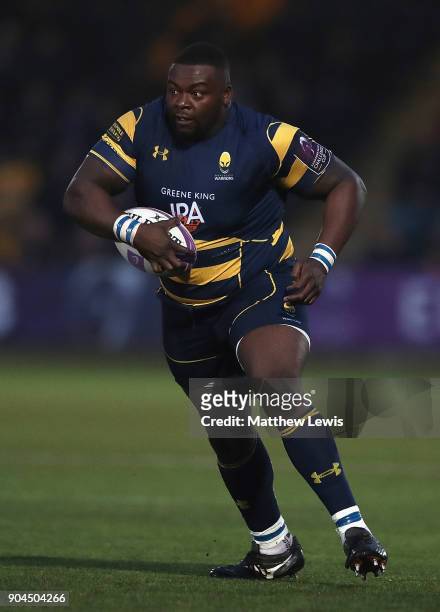 Bi Alo of Worcester Warriors in action during the European Rugby Challenge Cup match between Worcester Warriors and Connacht Rugby on January 13,...