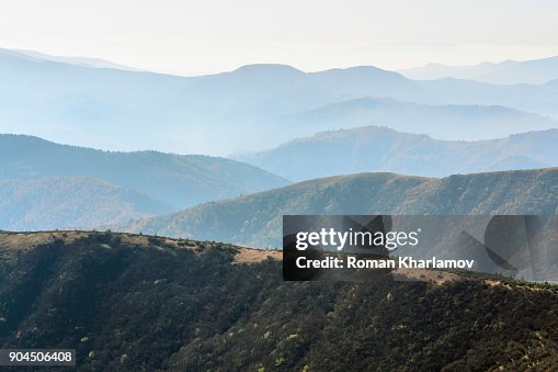 Ukraine, Zakarpattia region, Rakhiv district, Carpathians, Chornohora, Mountain landscape with mist Ukraine, Zakarpattia region, Rakhiv district, Carpathians, Chornohora, Mountain landscape with mist