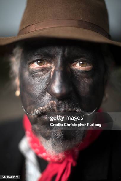 Cally, of Old Glory Molly, poses during the annual Whittlesea Straw Bear Festival parade on January 13, 2018 in Whittlesey, United Kingdom. The...