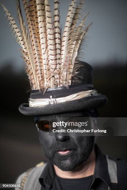 Mark Gwilliams of the Witchmen Morris, poses during the annual Whittlesea Straw Bear Festival parade on January 13, 2018 in Whittlesey, United...